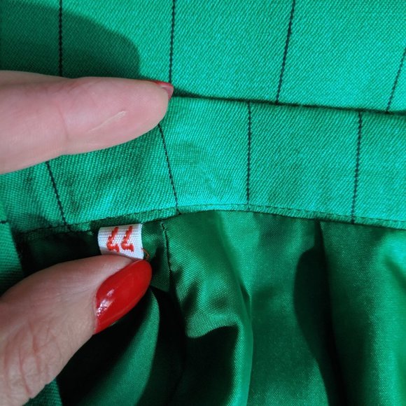 Vintage Pierre Balmain stiped skirt green black - Picture 4 of 4
